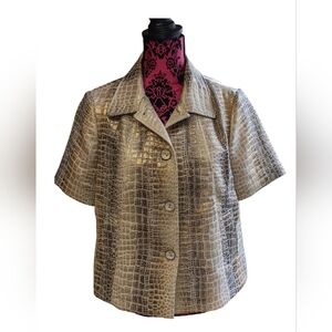 Chico's Metallic Crocodile Pattern Jacket Size 1